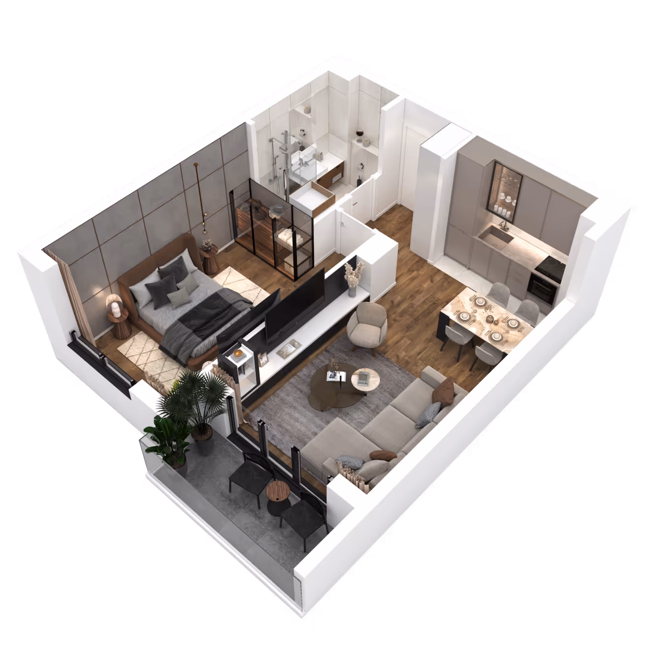 Dvosobni — aksonometrija