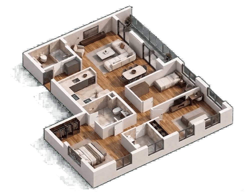 Four-room — axonometric view