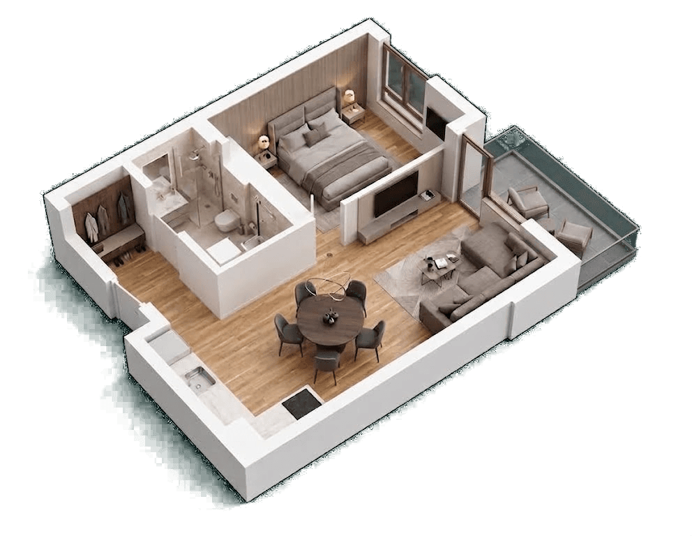1.5-room — axonometric view
